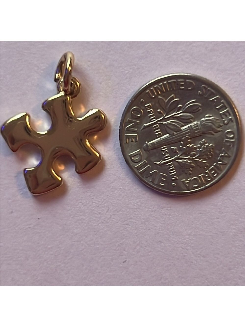 GOLD AUTISM PUZZLE PIECE CHARM - Picture 4 of 4